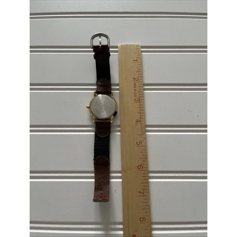 Timex Indiglo Watch Women's Vintage Analog Quartz Brown Leather Gold Tone